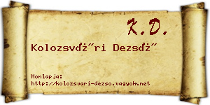 Kolozsvári Dezső névjegykártya
